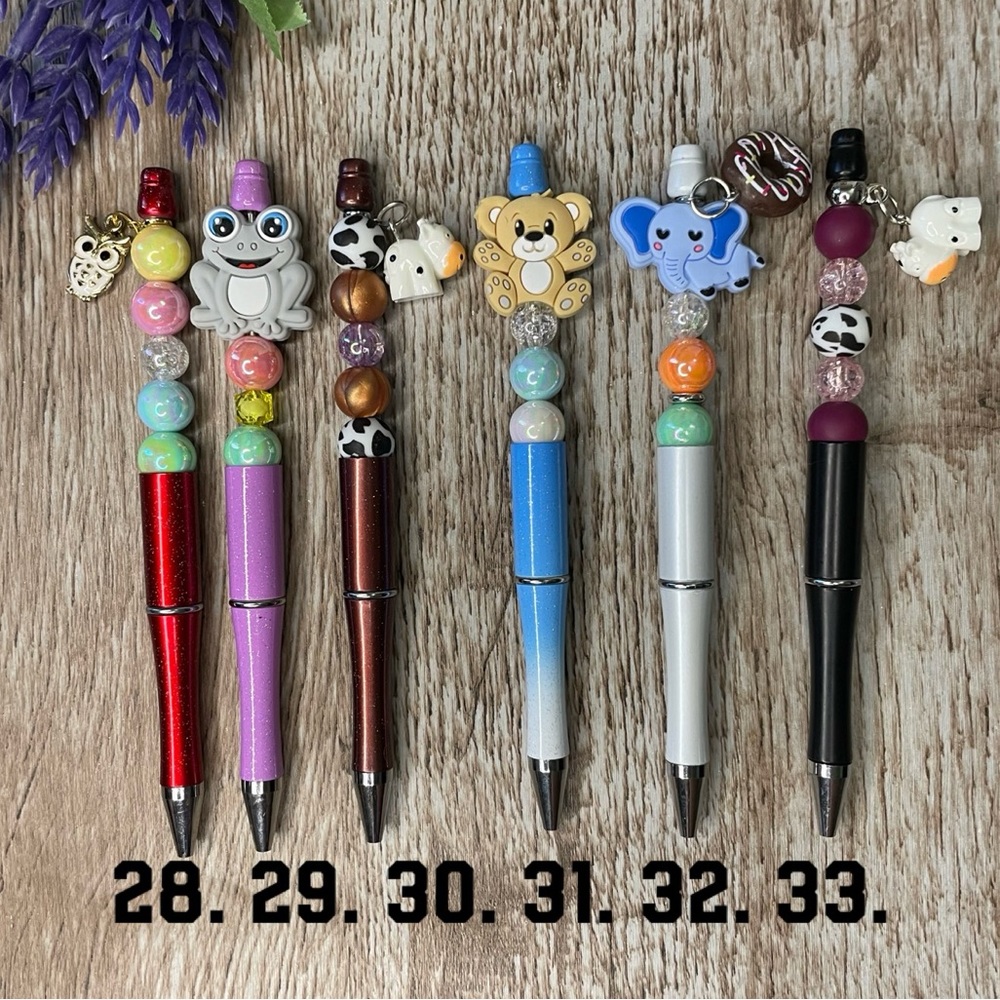 Writing Pen Owl Frog Cow Artisan Beaded Silicone Gift Custom Handcrafted Office